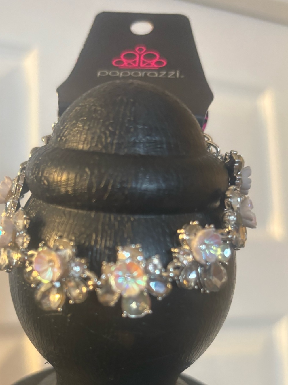 paparazzi Iridescent Floral Bracelet with Sparkle Accents